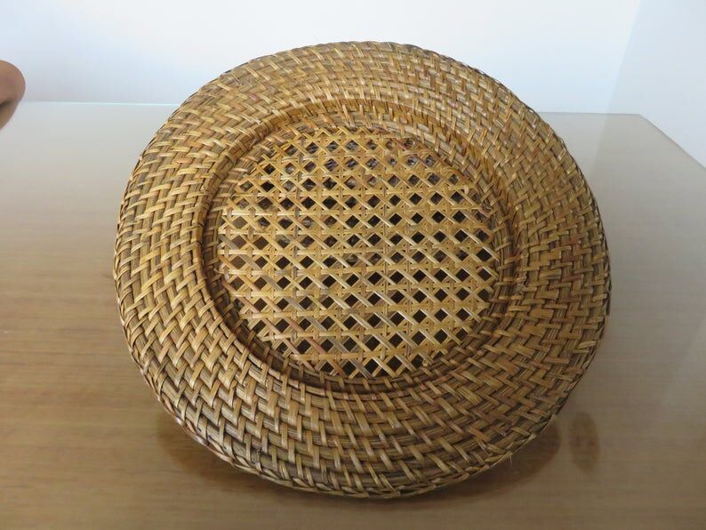 Set of 6 under plates in rattan and canning