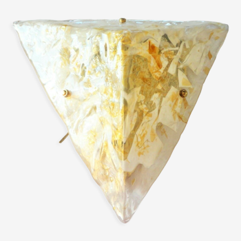 Murano glass ceiling lamp, Maestri Vetrai, mid century, triangle, gold, gilded