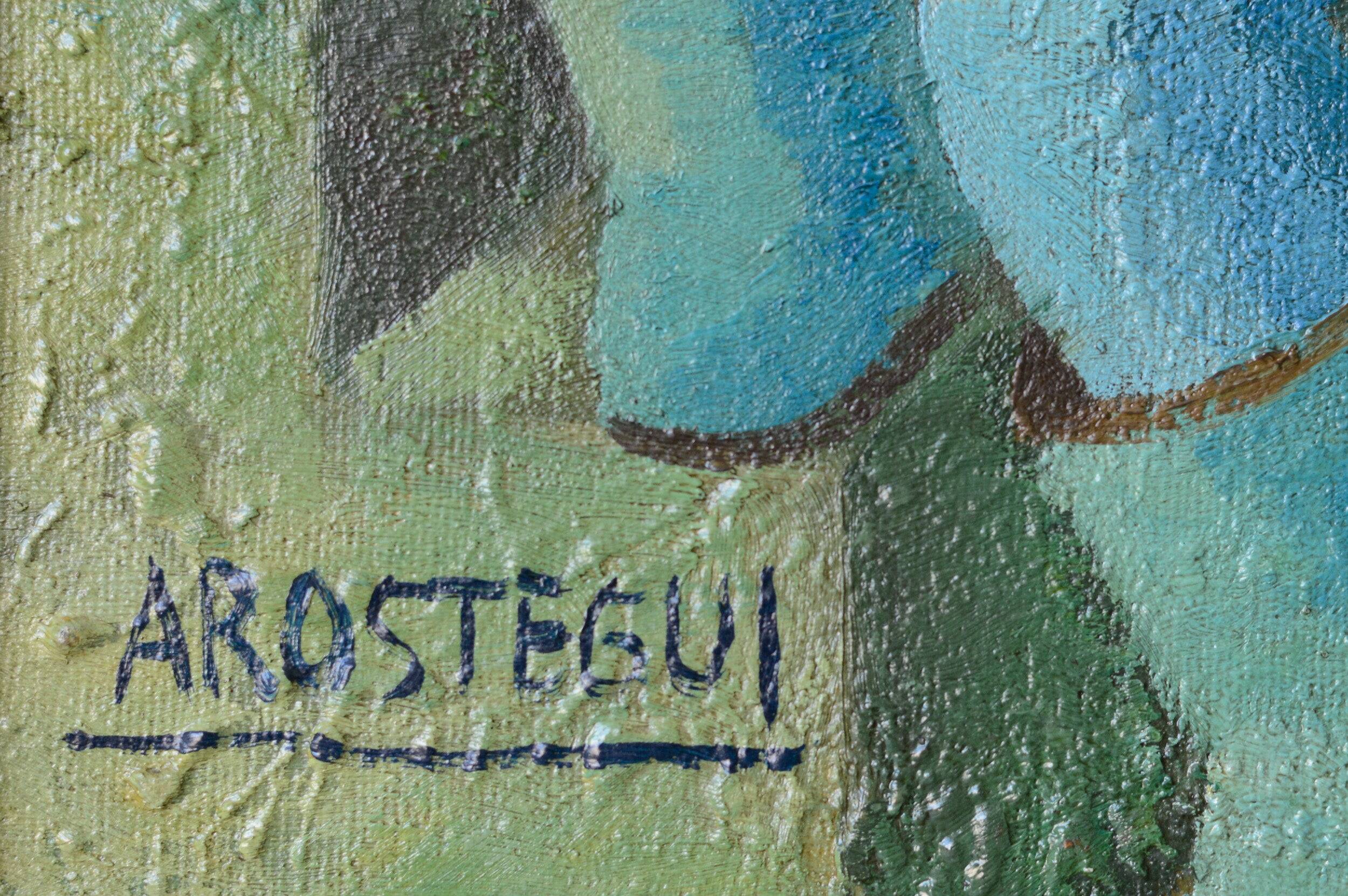 Two fishermen - cubist influenced oil - jose ramon arostegui