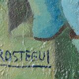 Two fishermen - cubist influenced oil - jose ramon arostegui