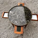 Games table or side table marble and walnut