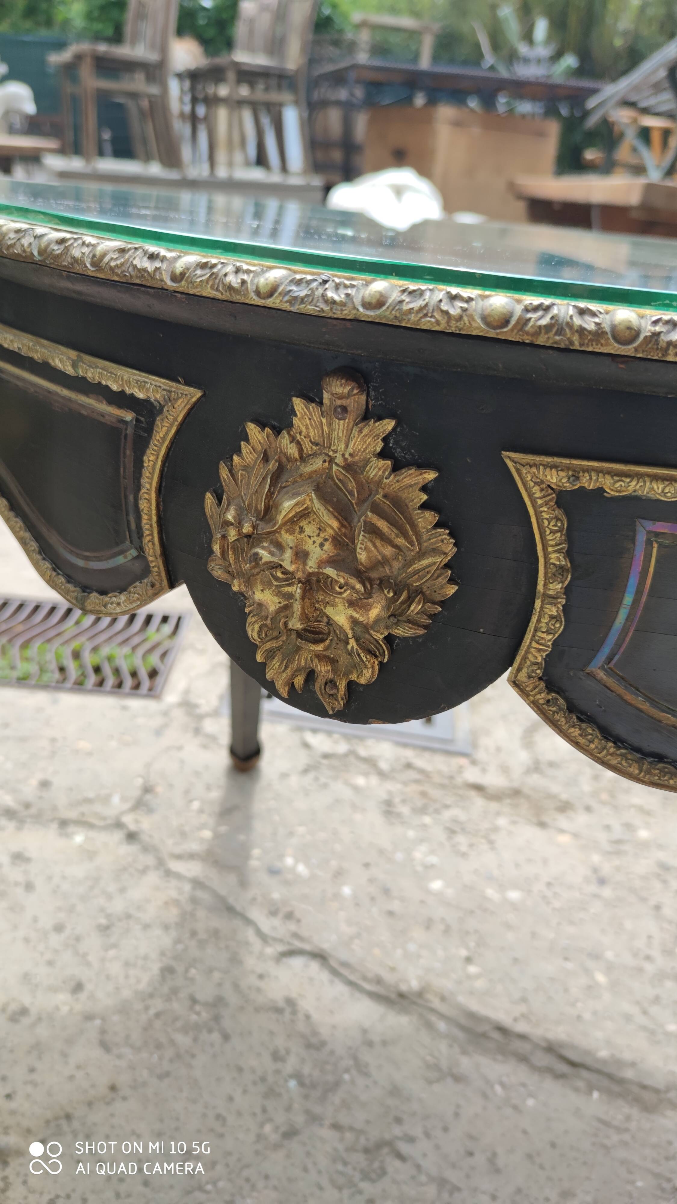 Table desk middle marquetry called "Boulle" napoleon III era