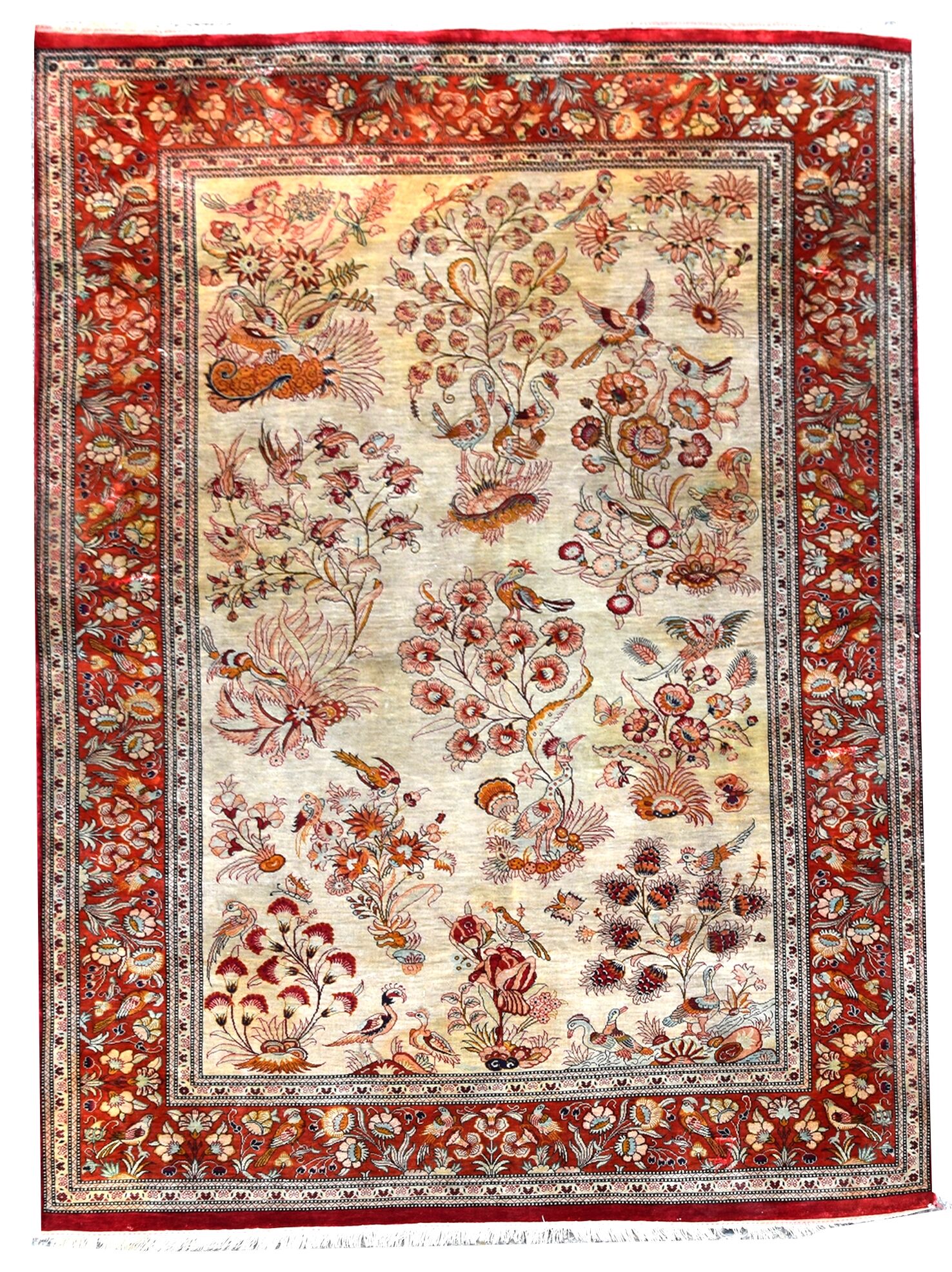 Oriental carpet ghoum-qom silk iran persian : 0.98 X 1.48 M
