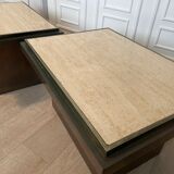 Pair of belgo chrom coffee and travertine side tables