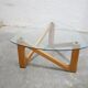 Table basse vintage en bois et verre