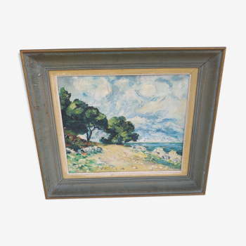 Ancienne peinture paysage signé Lescop