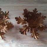 Pairs of golden foliage-style wall lights