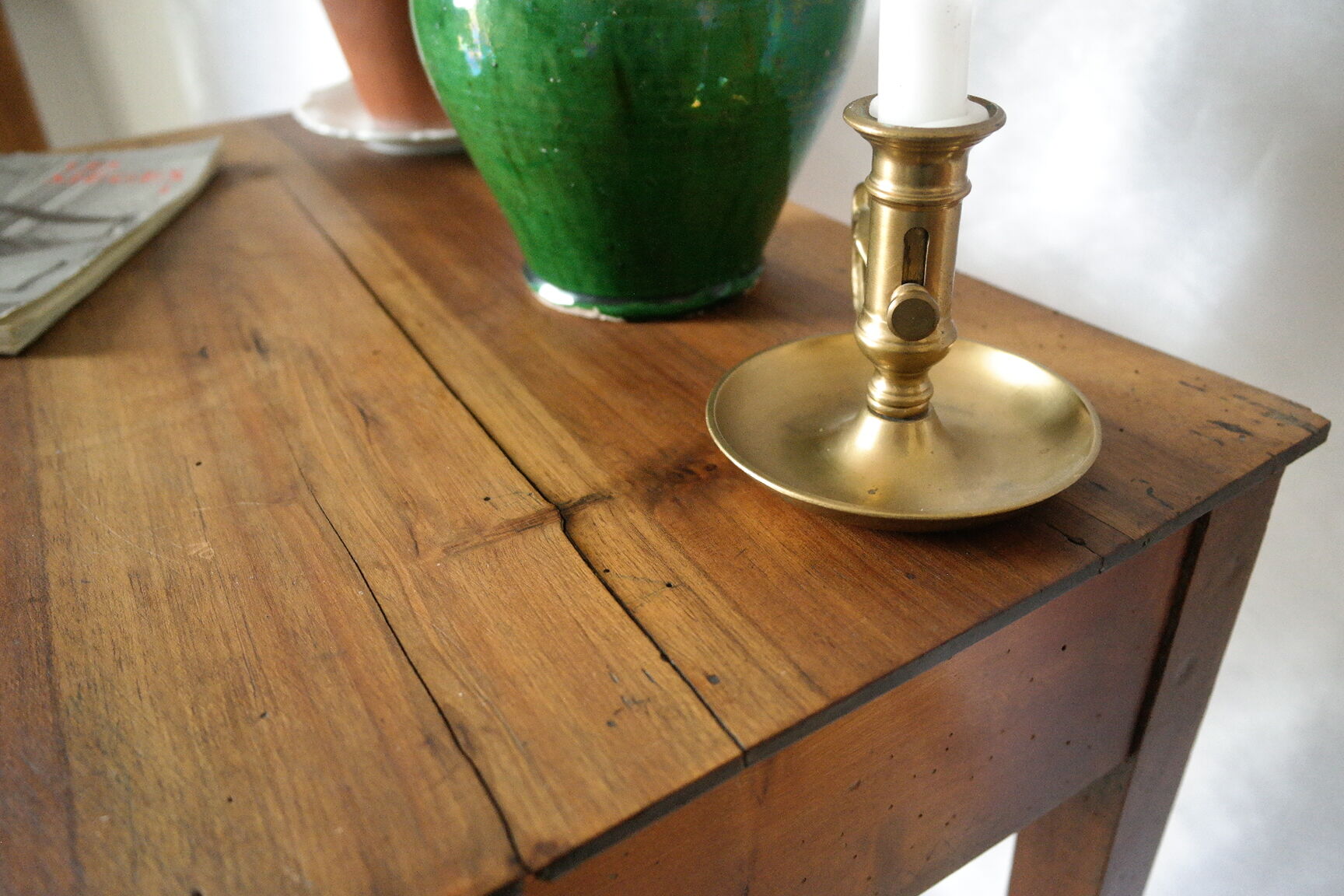 Antique country-style walnut side table