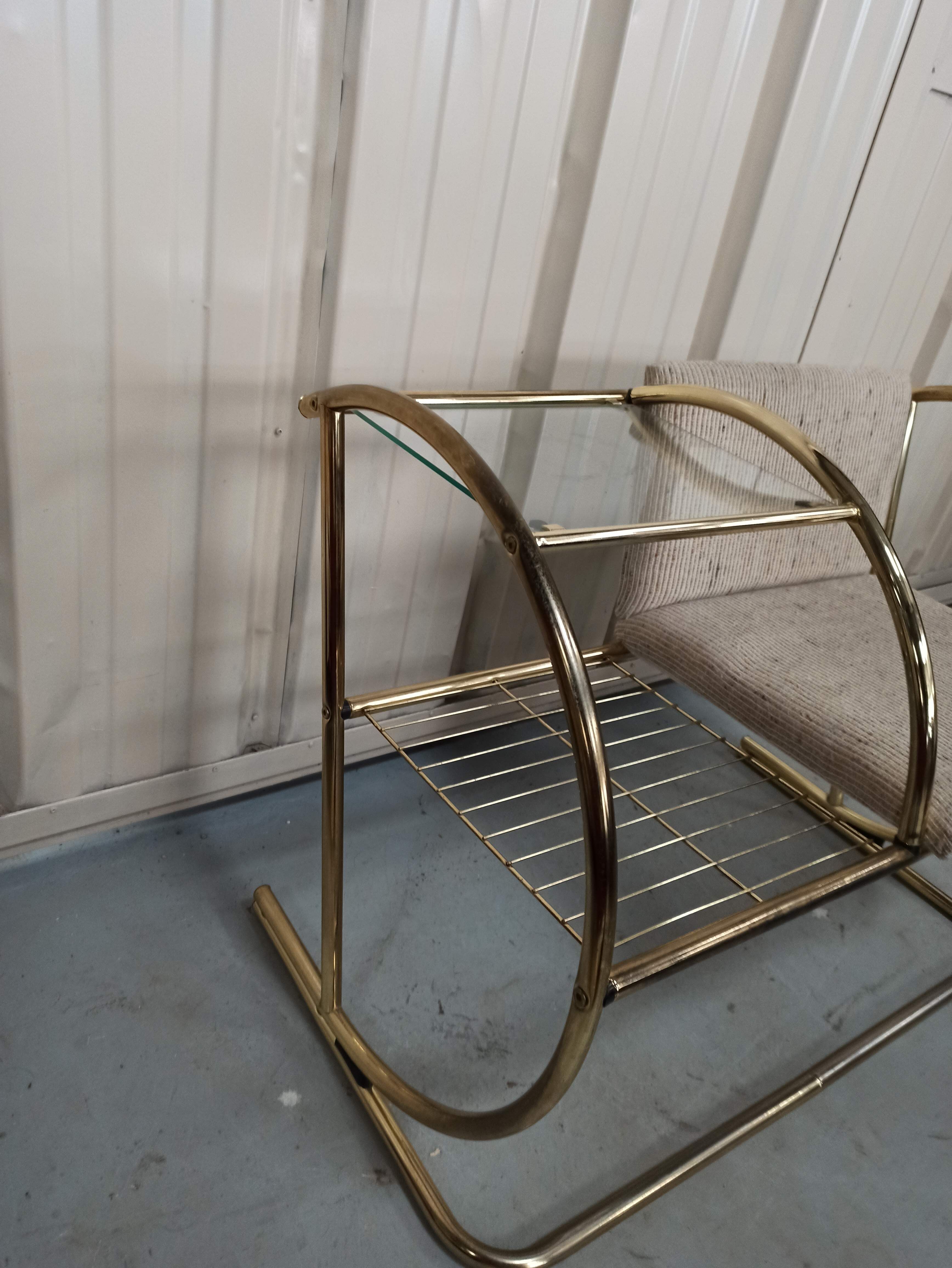 Bench armchair furniture chrome gold 70s