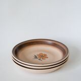 Set of 5 Gien stoneware soup plates with flowers 1970