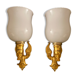 Pair of swan wall light  empire style