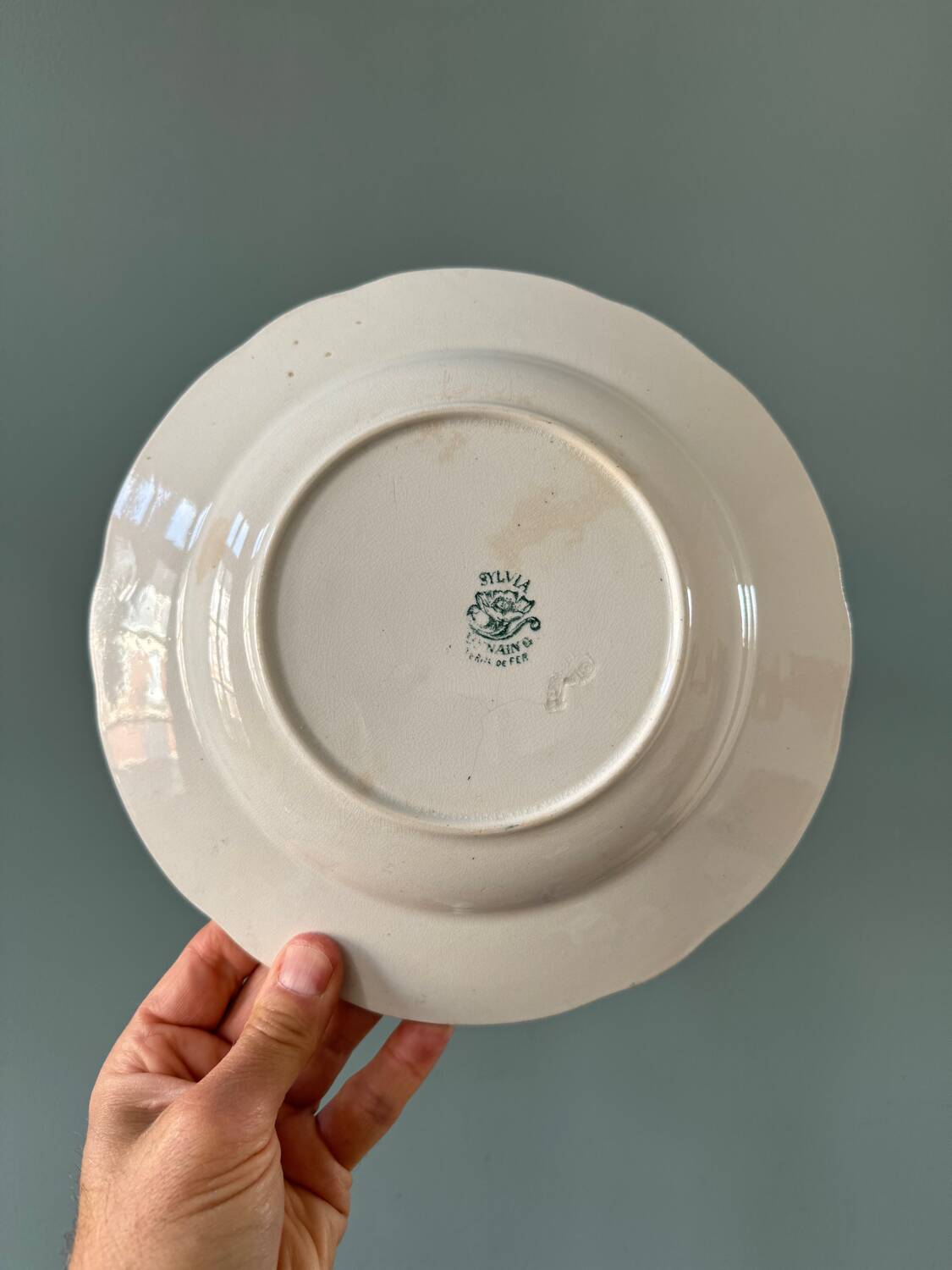 Series of 8 Terre de Fer 1900 soup plates in Onnaing earthenware
