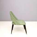 Pair of Vintage Green Skai Side Chairs with Ebonized Wood Legs, Italy