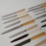set of 6 small white bakelite knives 1960