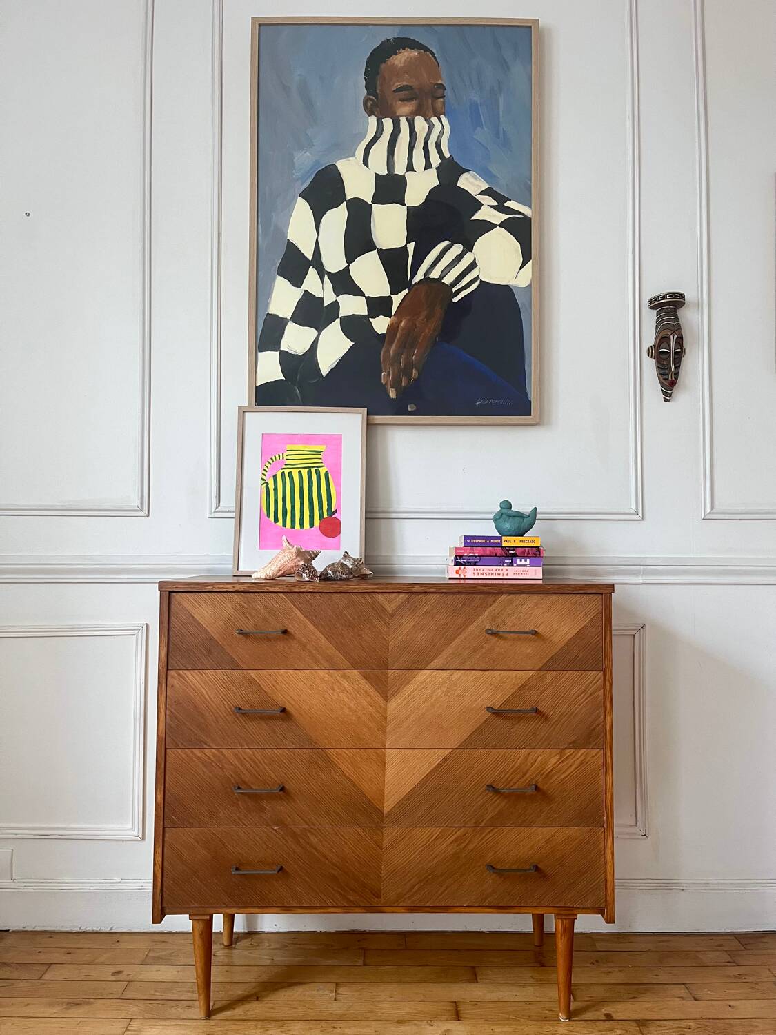 Commode en bois vintage années 50