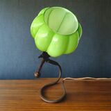 Lampe de table articulée moderniste en verre et laiton à boîtier vert