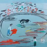 Pen drawing of bullfight