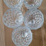 5 thick glass stemmed glasses