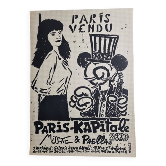 Poster signed MissTic Paella 1999, Paris Kapitale, Limited edition Gal. Attali, 33 cm by 46 cm