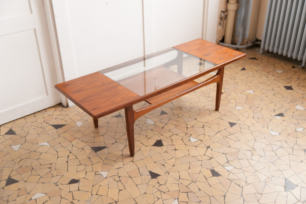 Gplan teak coffee table - glass