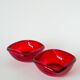 Superbe paire de vide-poches en verre coloré bordeaux, dans le goût de Murano, 1970. En excellent ét