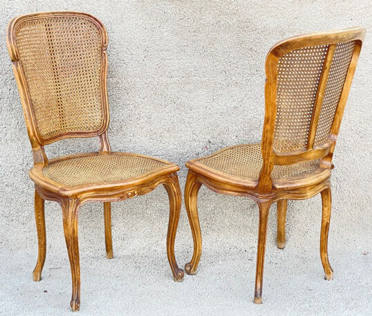 Pair of canned chairs