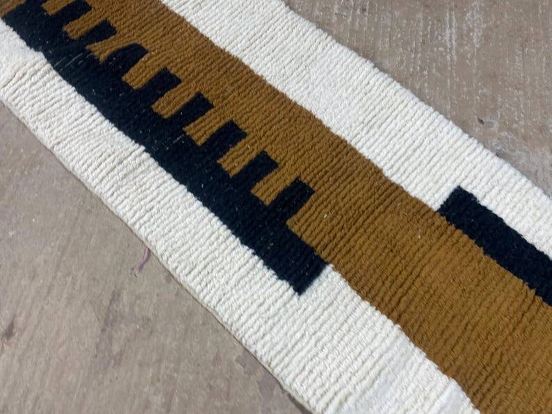 Handmade pure wool runner rug, size 75/300 cm.