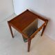 occasional table / magazine rack in teak and turbo-edged fabric