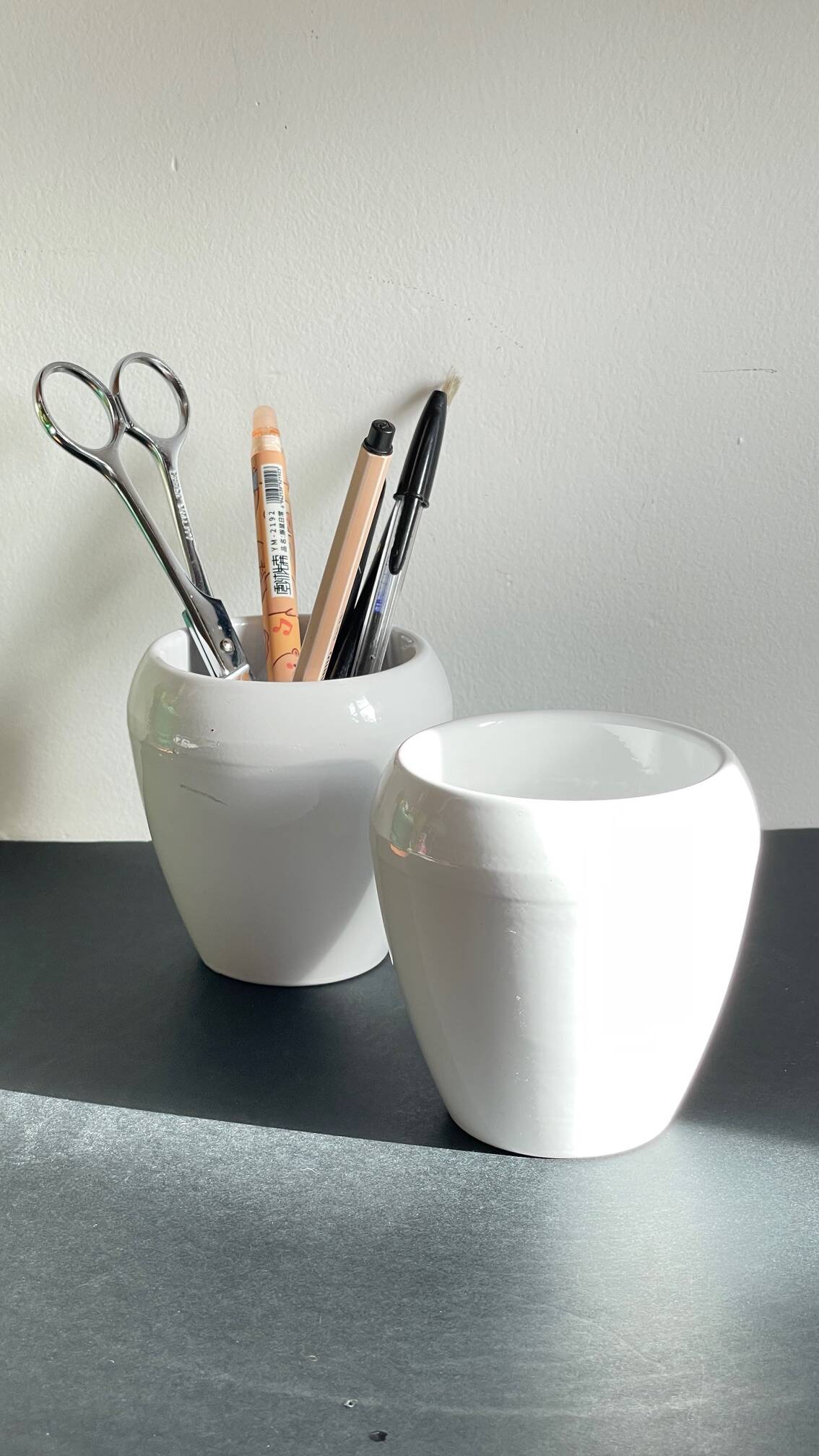 Pair of White Ceramic Candle Holders