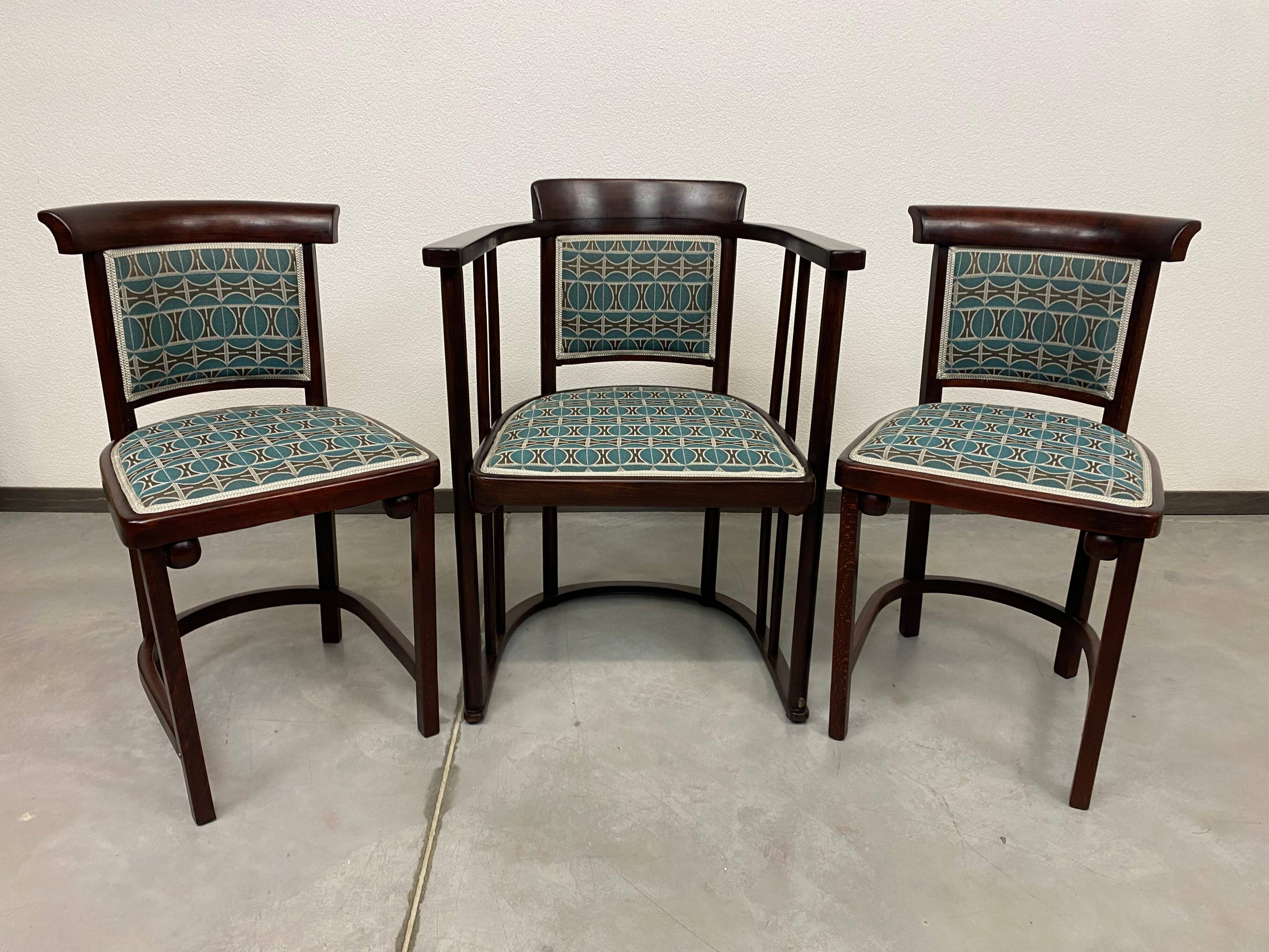 Armchair pair no. 423 by Josef Hoffmann for J&J Kohn