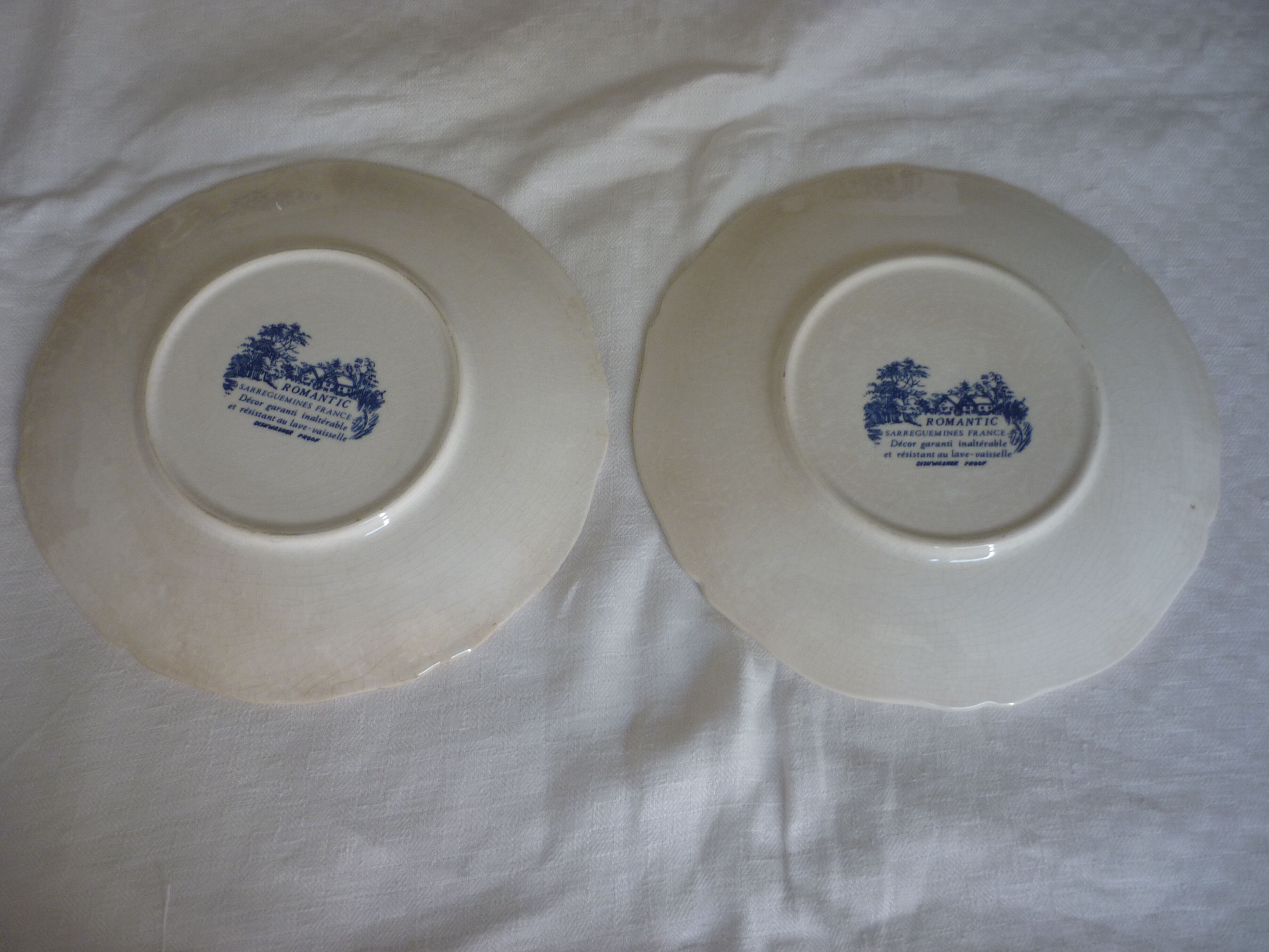 2 cups lunch earthenware of sarreguemines blue flowers