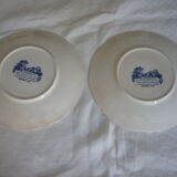 2 cups lunch earthenware of sarreguemines blue flowers