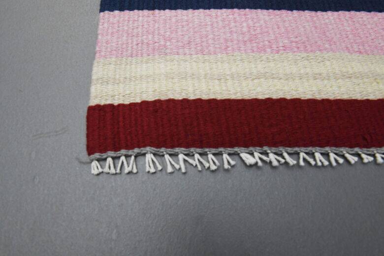 Vintage colourful flat kilim hallway rug 90x306 cm