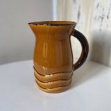 Vintage pitcher carafe Water pot, jug, enamelled ceramic PL France corrugated