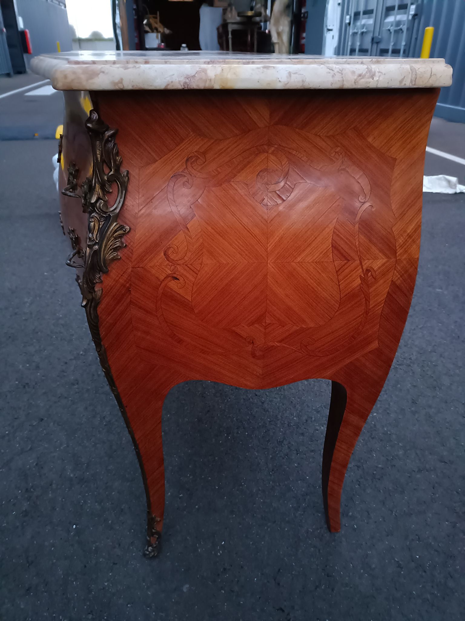 Chest of drawers marquetry marble top