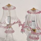 Set of 2 of Pink table lamps in Murano glass
