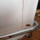 Set of 4 Cantilever Bahaus armchairs in off-white leather, chrome tubular base