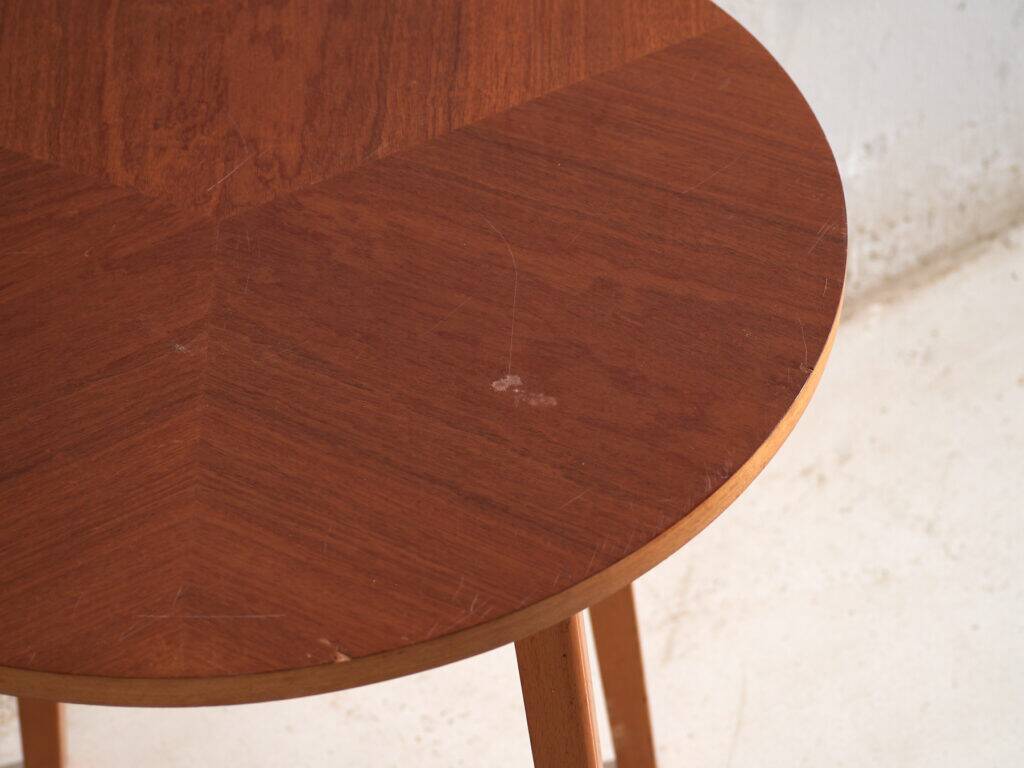 Vintage round side table in teak – Central Europe, circa 1960