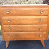 Vintage chest of drawers with oak compass base with marble top.