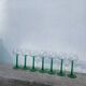 7 green glass stemmed glasses