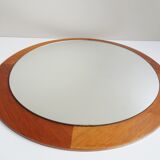 round teak mirror