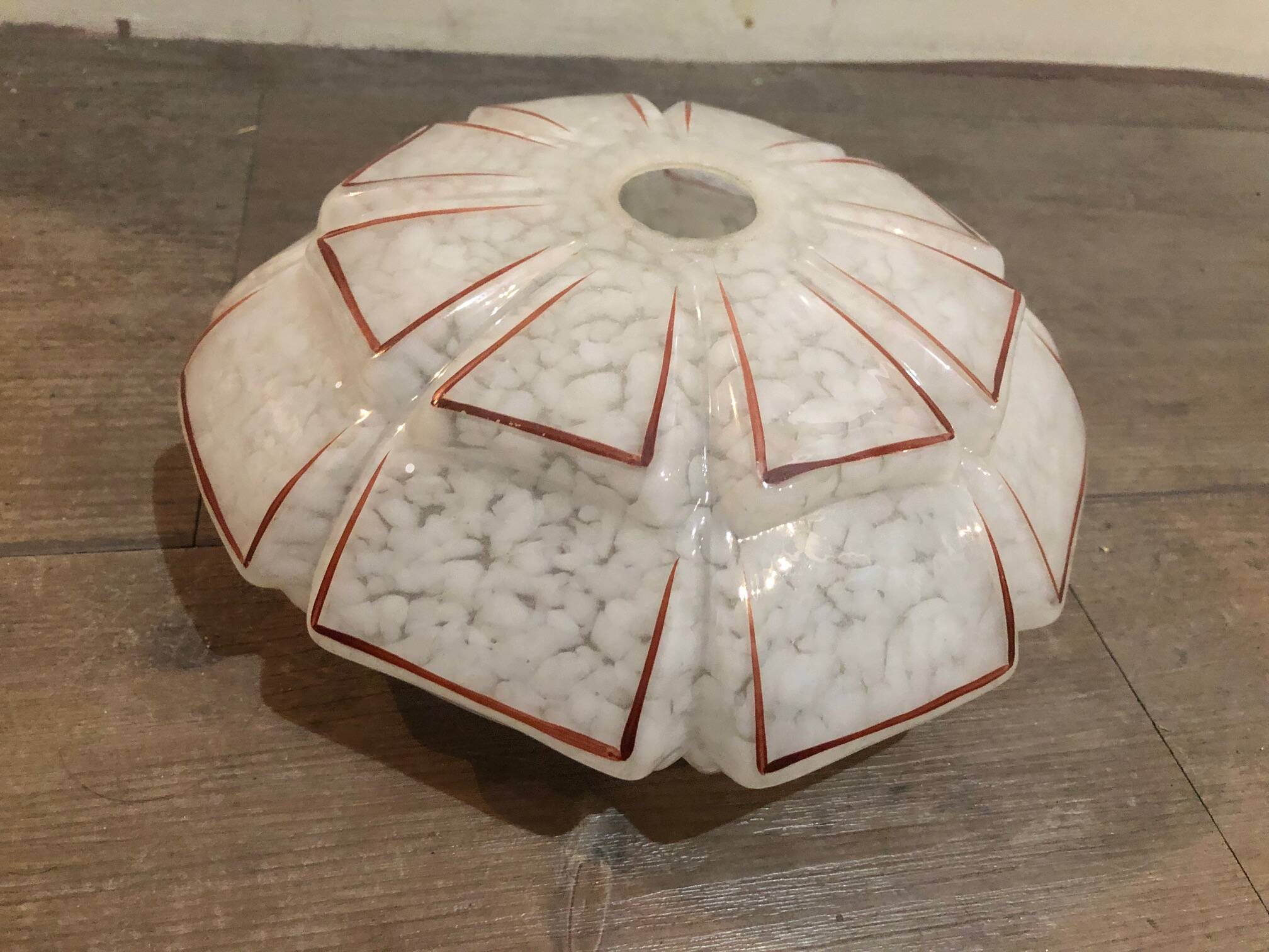 Art Deco globe ceiling light in gingham glass