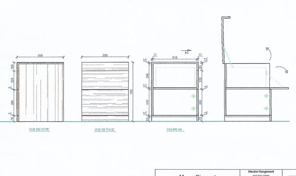 Meuble Imprimante en bois de Sycomore avec tiroir en hêtre massif Philippe Hurel