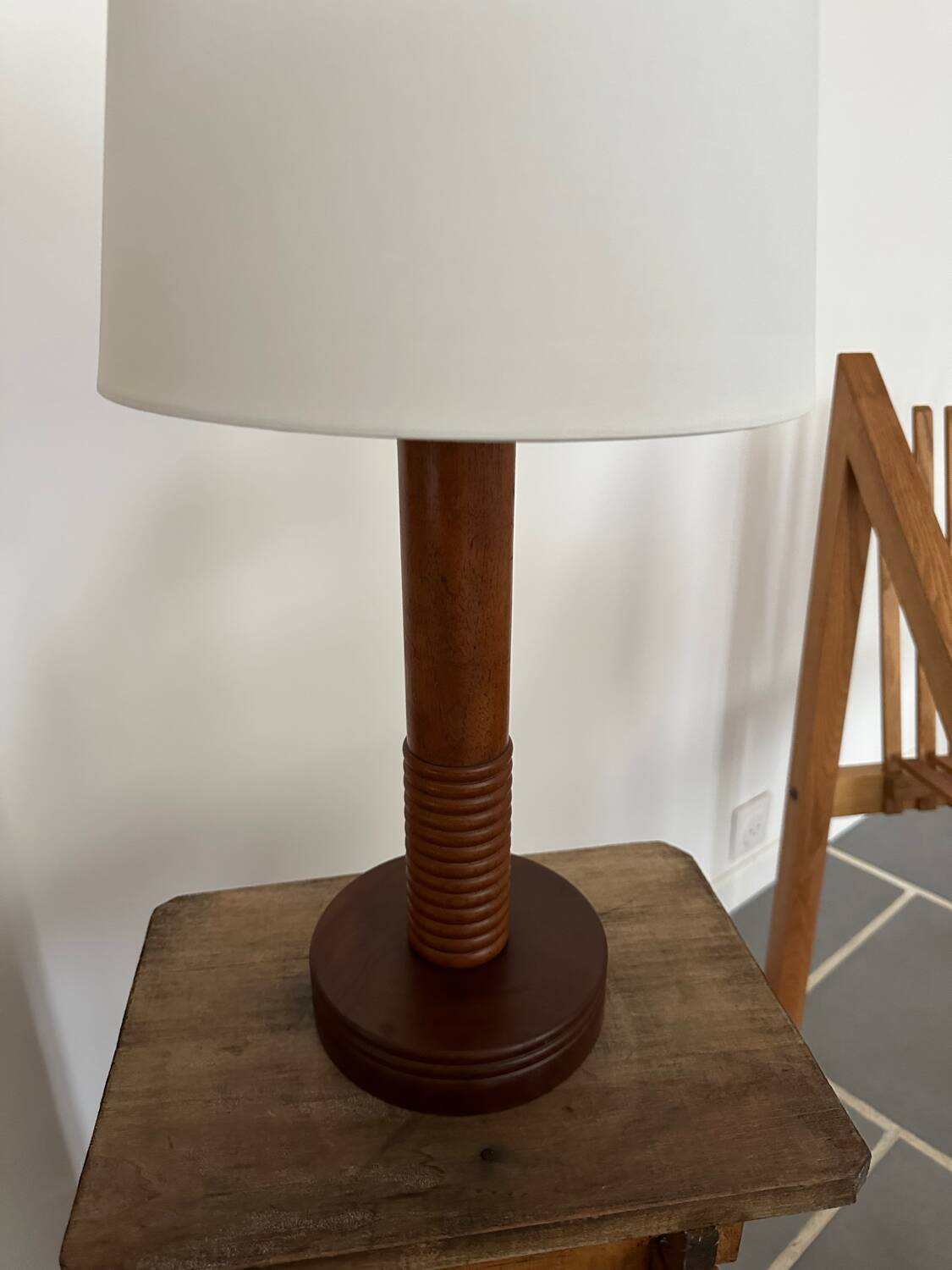 Art Deco turned wood lamp