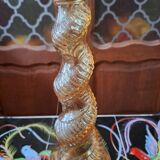 Decanter/bottle in molded glass d'empoli amber yellow color