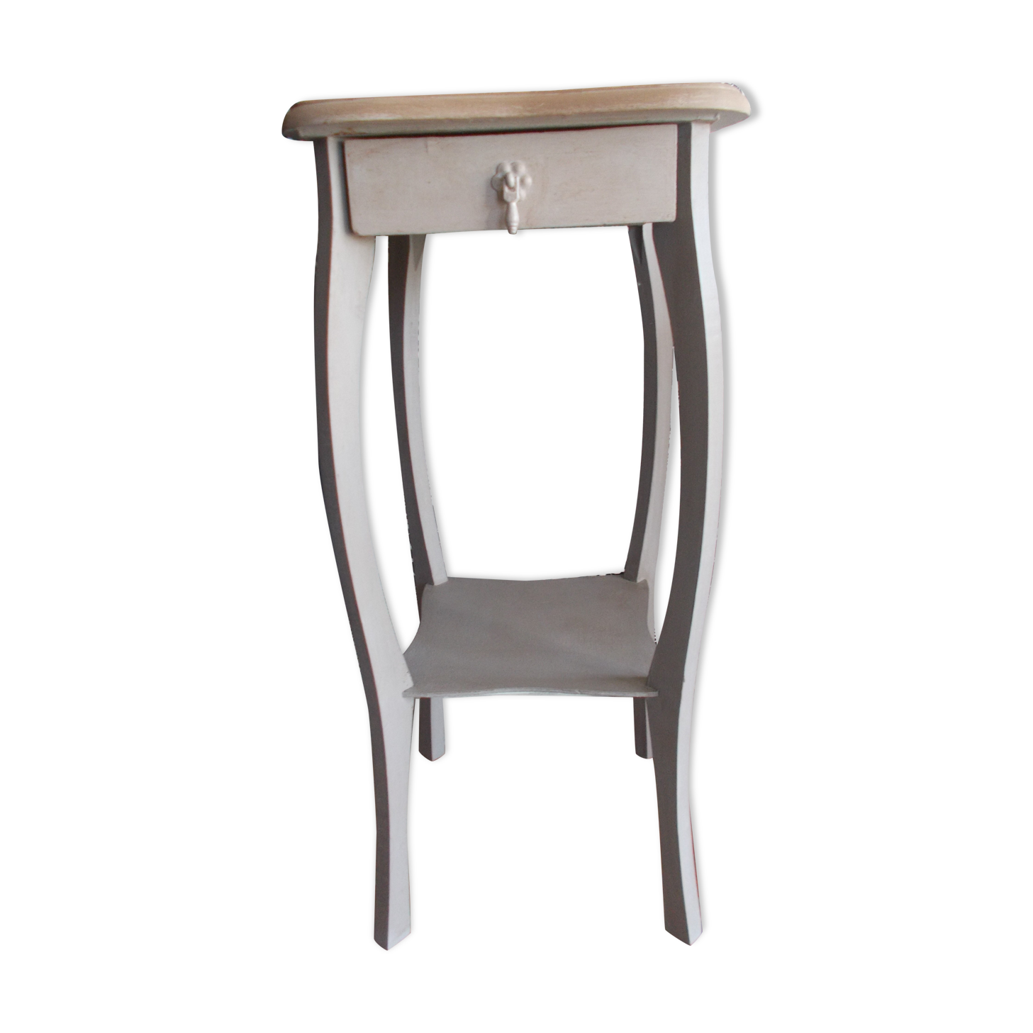 Beige and grey patina side table
