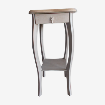 Table d'appoint patinee beige et grise