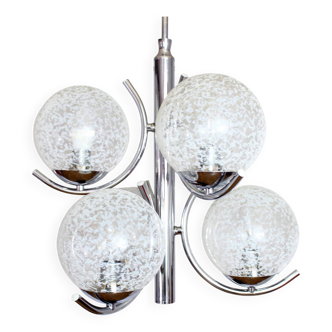 Lustre en métal chromé et verre 1970