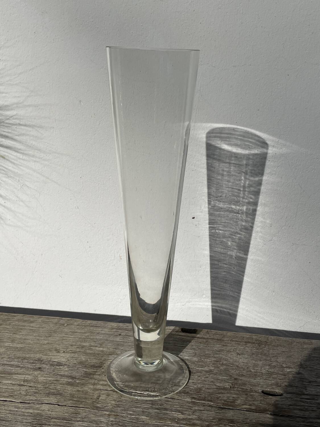Large conical vase in clear designer glass.