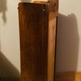1980s solid wood bread bin decorated with a golden wheat sheaf